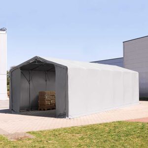 Toolport 6x12m - 3.0m Sides PVC Industrial Tent with zipper entrance, PVC 850, grey with statics package (soft ground anchors) - (93888)