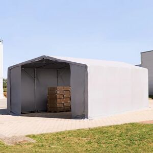 Toolport 8x10m - 3.6m Sides PVC Industrial Tent with zipper entrance, PVC 850, grey with statics package (soft ground anchors) - (93915)
