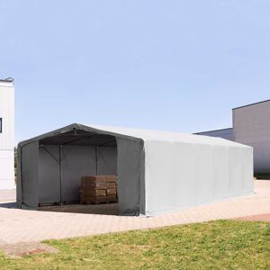 Toolport 8x12m - 3.0m Sides PVC Industrial Tent with zipper entrance, PVC 850, grey with statics package (soft ground anchors) - (93921)