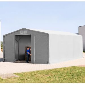 Toolport 8x10m - 4.0m Sides PVC Industrial Tent with sliding door, PVC 850, grey with statics package (soft ground anchors) - (93941)