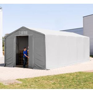 Toolport 5x10m - 3.0m Sides Industrial Tent with sliding door, PRIMEtex 2300 fire resistant, grey with statics package (soft ground anchors) - (93962)