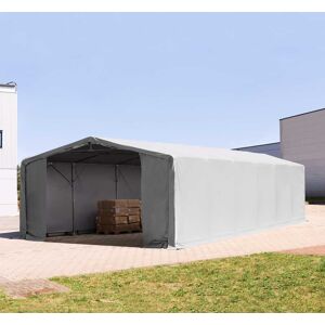 Toolport 8x12m - 3.0m Sides Industrial Tent with zipper entrance, PRIMEtex 2300 fire resistant, grey with statics package (soft ground anchors) - (93981)