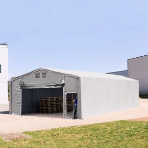 Toolport 8x12m - 3.0m Sides Industrial Tent with pull-up gate, PRIMEtex 2300 fire resistant, grey with statics package (soft ground anchors) - (93982)