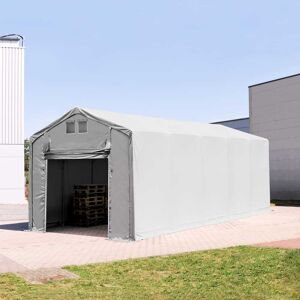 Toolport 4x10m - 3.0m Sides PVC Industrial Tent with pull-up gate, PVC 850, grey with statics package (concrete anchors) - (94088)