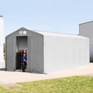 Toolport 6x12m - 3.6m Sides PVC Industrial Tent with sliding door and skylights, PVC 850, grey with statics package (concrete anchors) - (94130)