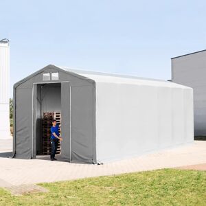 Toolport 6x12m - 4.0m Sides PVC Industrial Tent with sliding door and skylights, PVC 850, grey with statics package (concrete anchors) - (94136)