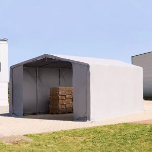 Toolport 8x8m - 4.0m Sides Industrial Tent with zipper entrance, PRIMEtex 2300 fire resistant, grey with statics package (concrete anchors) - (94227)