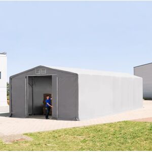 Toolport 8x16m - 4.0m Sides Industrial Tent with sliding door, PRIMEtex 2300 fire resistant, grey with statics package (concrete anchors) - (94238)