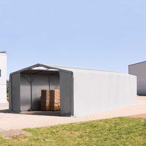 Toolport 8x16m - 4.0m Sides Industrial Tent with zipper entrance and skylights, PRIMEtex 2300 fire resistant, grey with statics package (concrete anchors) - (94239)