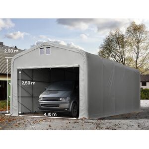 Toolport 5x10m 2.6m Sides Carport Tent / Portable Garage, 4.1x2.5m Drive Through, PVC 850, grey with statics package (soft ground anchors) - (99418)