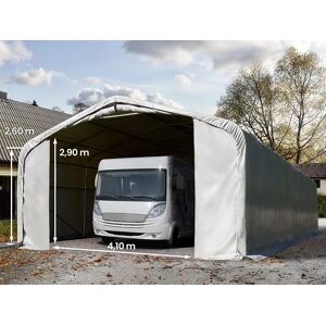 Toolport 6x12m 2.6m Sides Carport Tent / Portable Garage, 4.1x2.9m Drive Through, PRIMEtex 2300 fire resistant, grey with statics package (soft ground anchors) - (99447)
