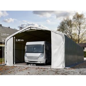 Toolport 6x24m 2.6m Sides Carport Tent / Portable Garage, 4.1x2.9m Drive Through, PRIMEtex 2300 fire resistant, grey with statics package (soft ground anchors) - (99448)