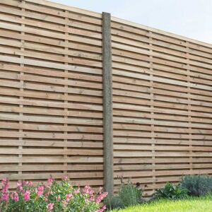 Forest Garden 6ft High Forest Contemporary Double-Sided Slatted Fence Panel - Panels