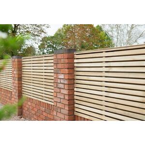 Forest Garden 3ft High Forest Contemporary Double-Sided Slatted Fence Panel - Panels