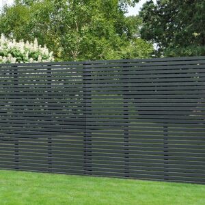 Forest Garden 6ft High Forest Single-Sided Slatted Fence Panel - Anthracite Grey - Panels