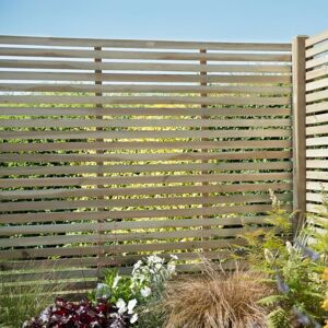 Forest Garden 5ft High Forest Contemporary Slatted Fence Panel - Pressure Treated - Panels