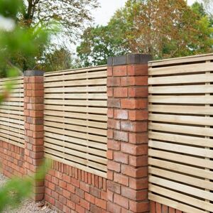 Forest Garden 4ft High Forest Contemporary Double-Sided Slatted Fence Panel - Pressure Treated - Panels