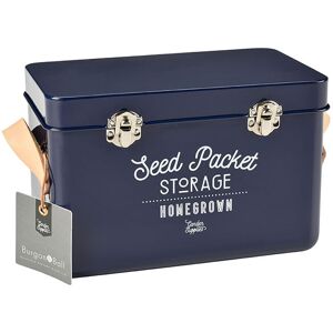 Burgon & Ball Leather Handled Seed Packets Storage Tin - Atlantic Blue