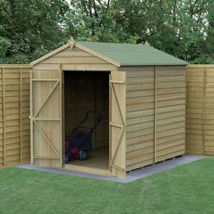 Forest Garden 8' x 6' Forest 4Life 25yr Guarantee Overlap Pressure Treated Windowless Double Door Apex Wooden Shed (2.42m x 1.99m)