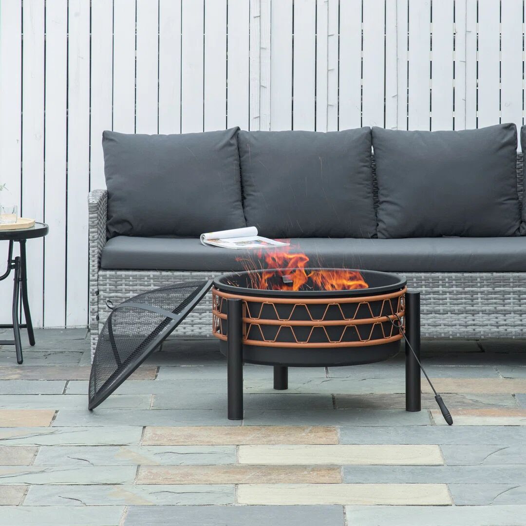 Photos - Fireplace Box / Freestanding Stove Rosalind Wheeler Fire Pit black/gray/white 58.0 H x 64.0 W x 64.0 D cm