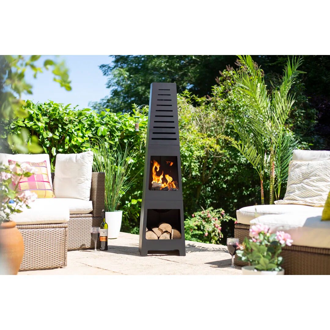 Photos - Fireplace Box / Freestanding Stove Brayden Studio Bostonia 150 H x 36 W Steel Outdoor Chiminea black/brown/gr