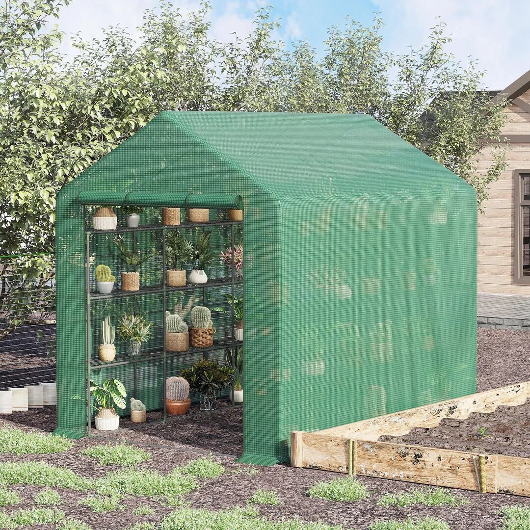 Photos - Greenhouses Dakota Fields Veasley 6 Ft W x 8 Ft D Greenhouse gray/green 210.0 H x 244.