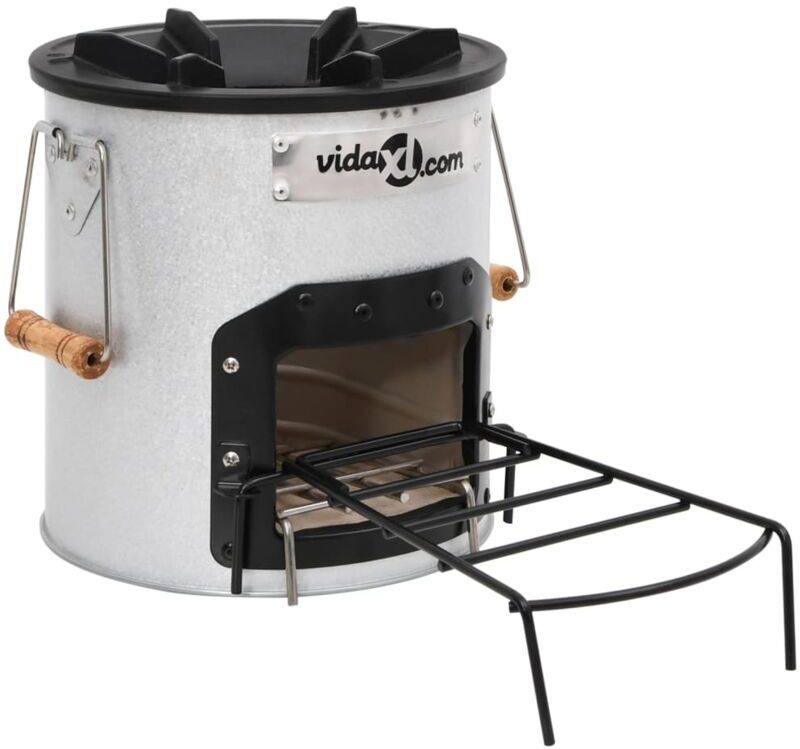 Camping Wood Stove Silver 45x25x26 cm Steel Vidaxl Silver