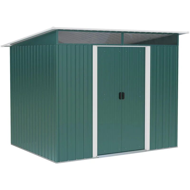 Outsunny - Garden Shed Outdoor Storage Tool Organizer w/ Double Sliding Door 9 x 6ft - Green