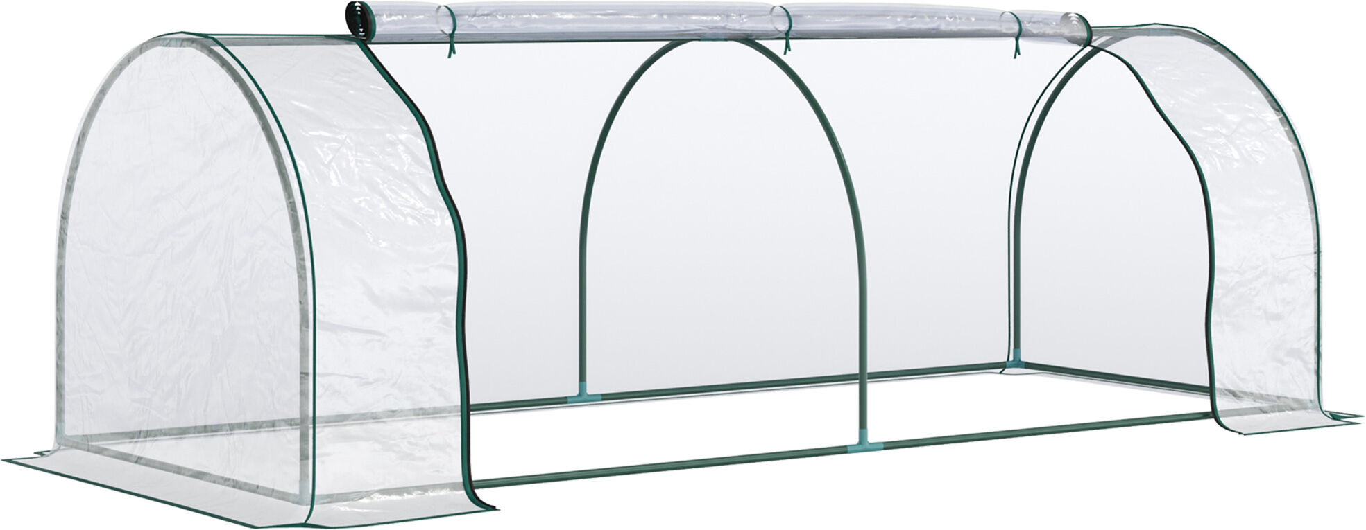 Outsunny Transparent Tunnel Greenhouse, Garden Outdoor Grow House with Steel Frame & PVC Cover, 250 x 100 x 80cm