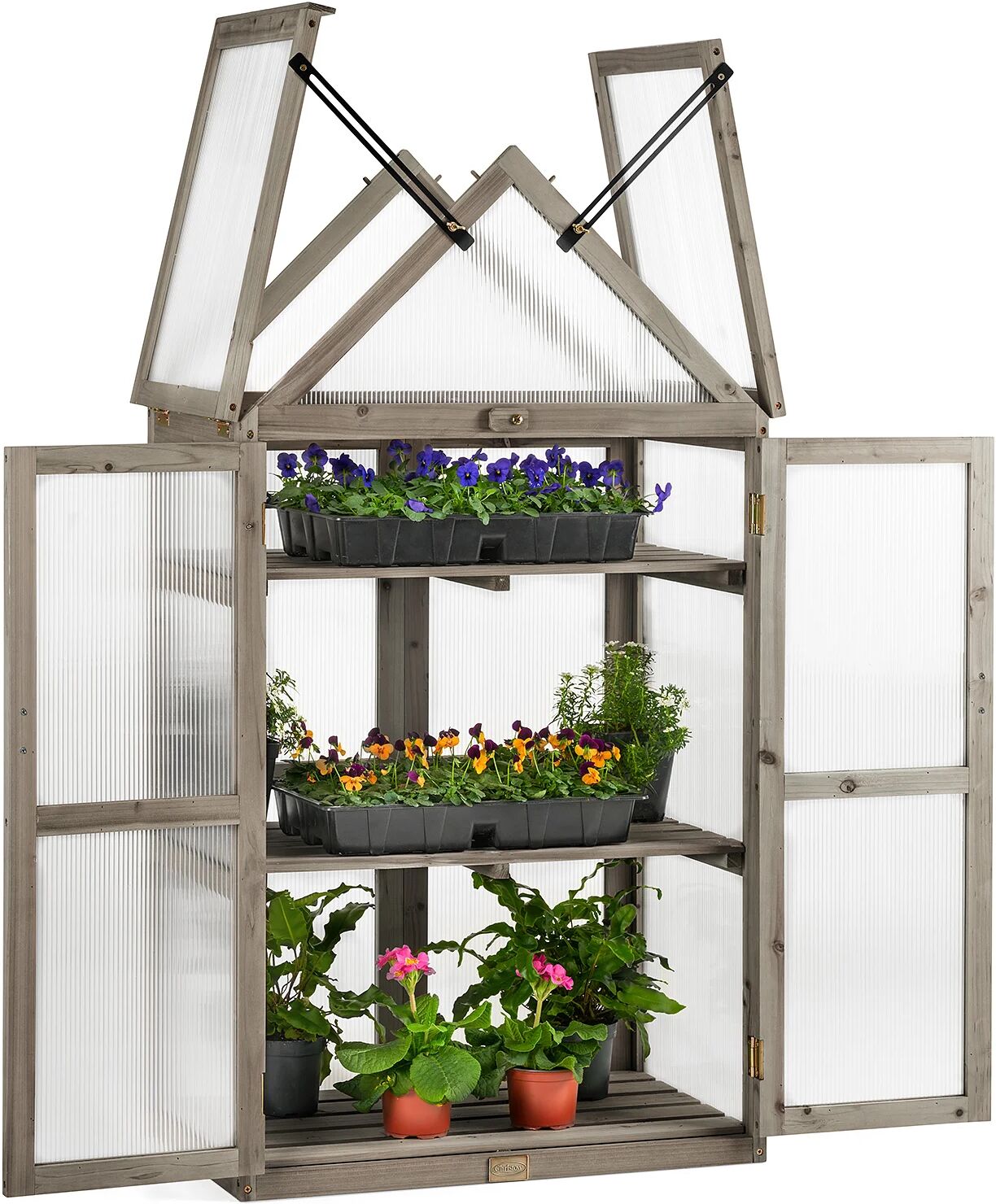 Christow Tall Cold Frame Greenhouse - Grey