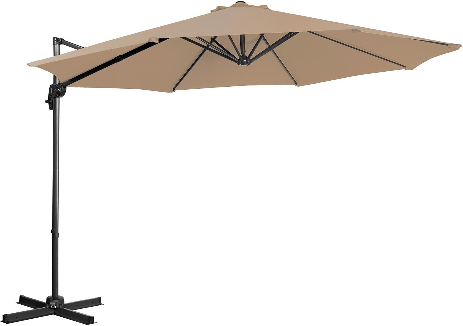 Uniprodo Factory seconds Hanging Parasol - taupe - round - Ø 300 cm - rotatable UNI_UMBRELLA_2R300TA