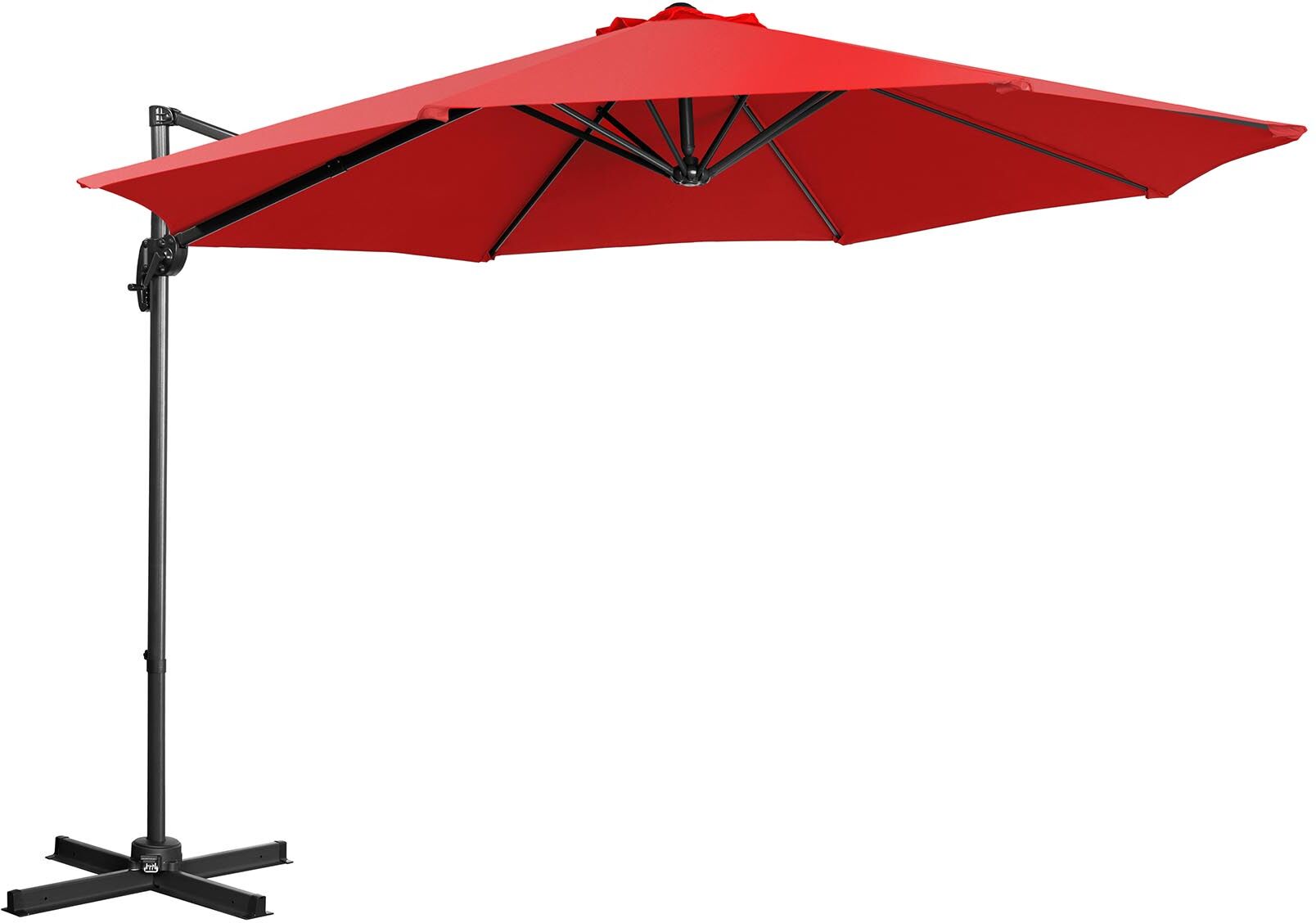 Uniprodo Hanging Parasol - red - round - Ø 300 cm - rotatable UNI_UMBRELLA_2R300RE