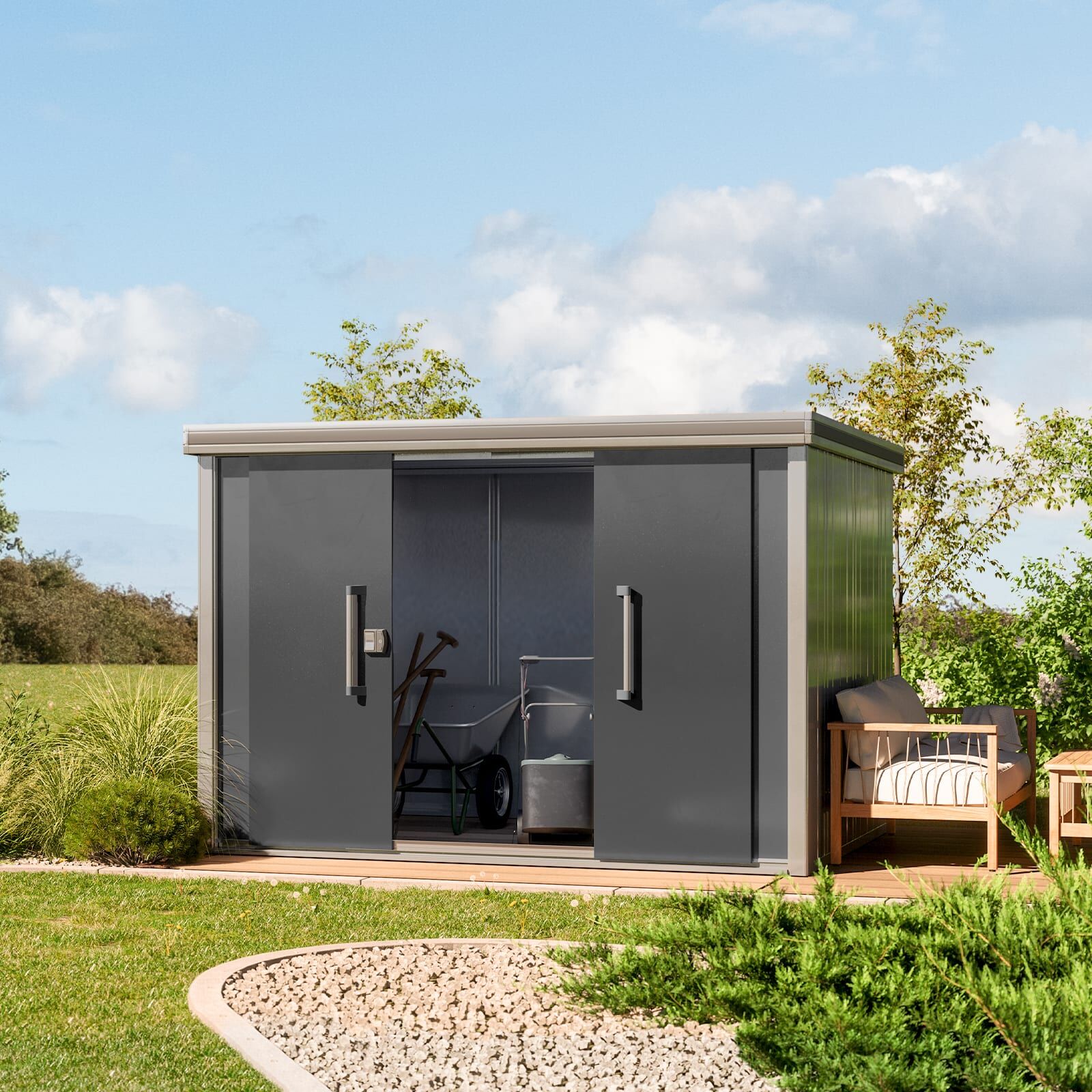 GFP 291 x 221 cm Garden shed, Anthracite grey - (GFPV00302)