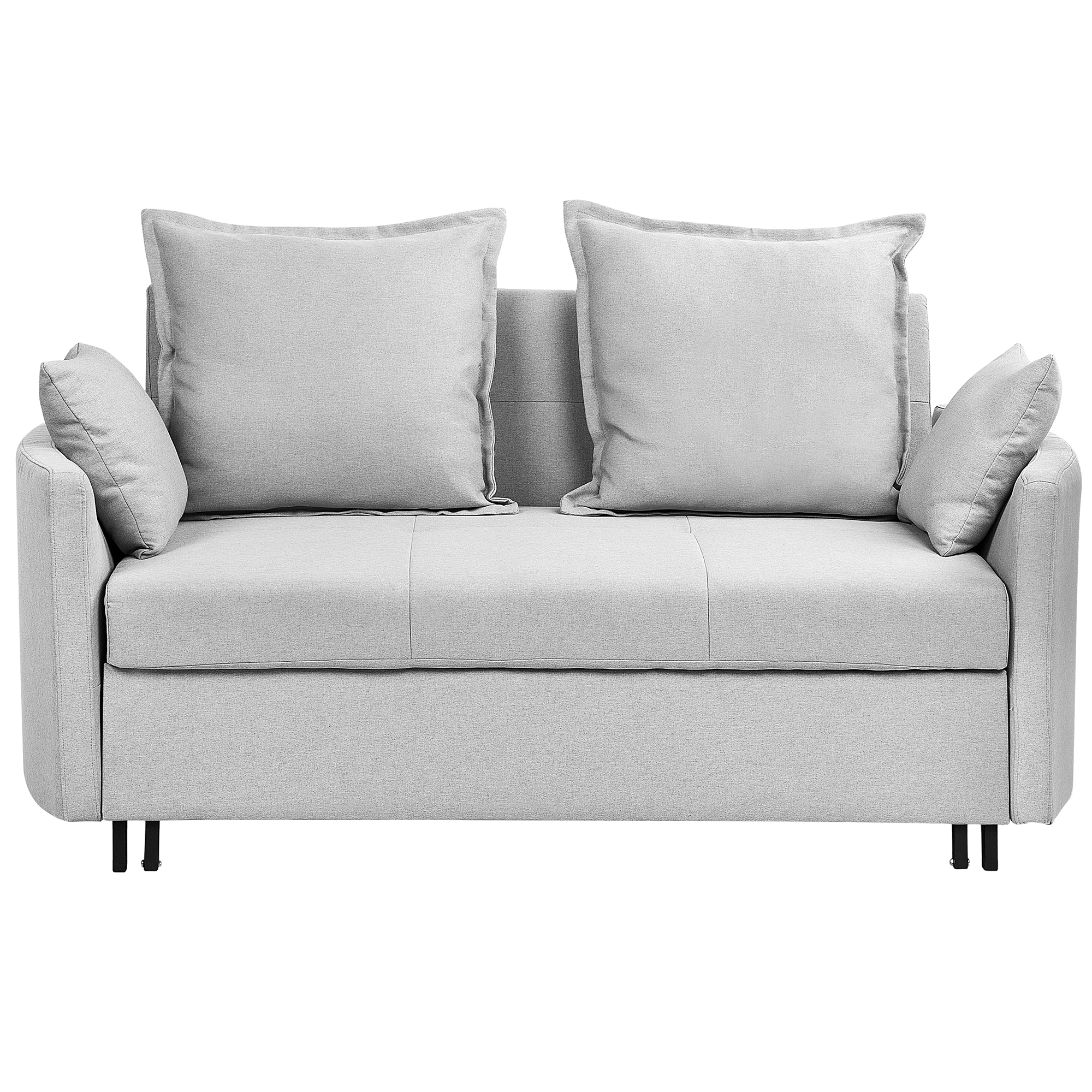 Beliani 2 Seater Sofa Bed Light Grey Sleeping Function Profiled Armrests