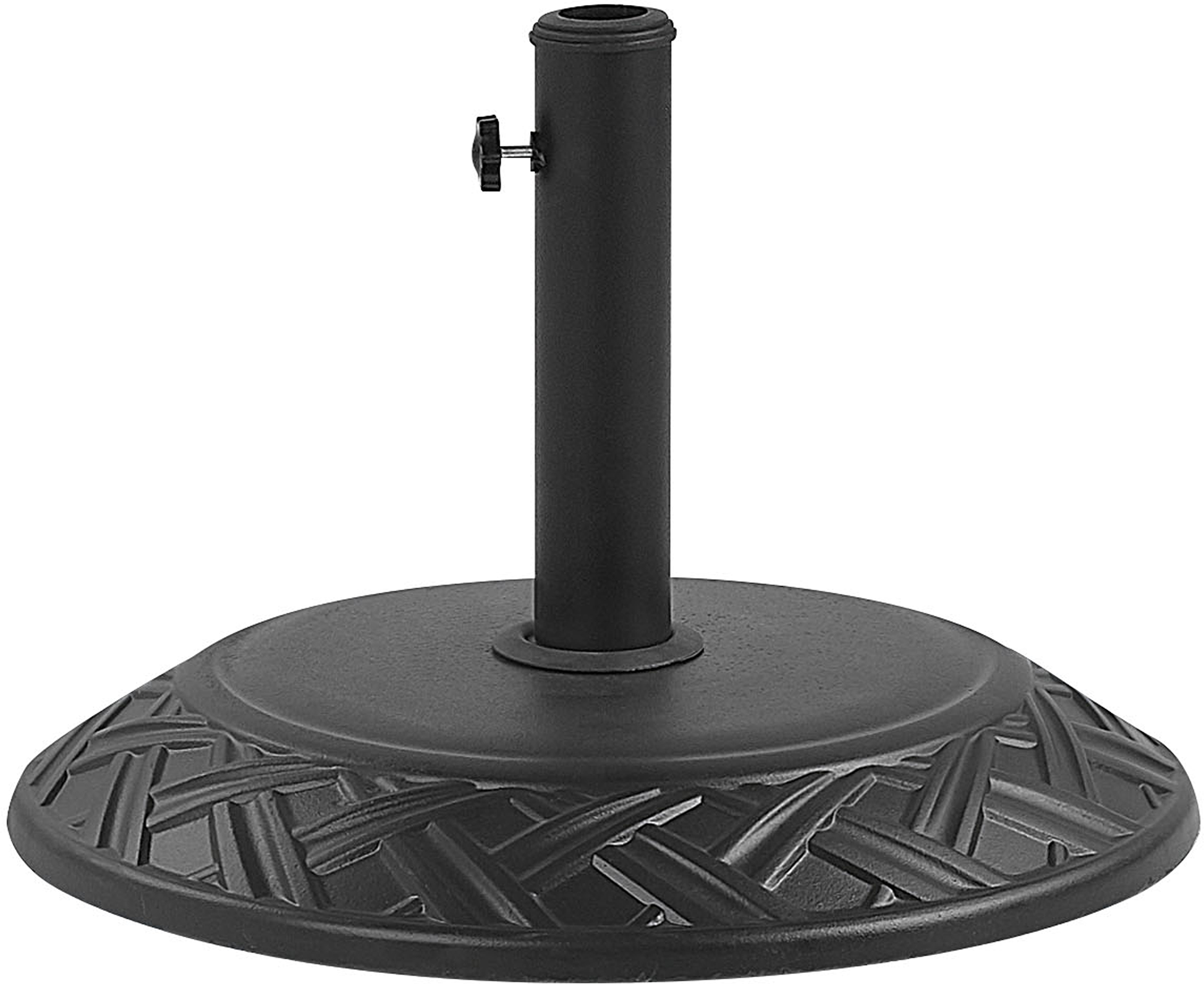 Beliani Parasol Base Black Concrete 23 kg Round Outdoor Umbrella Stand All Weather 3 Pole Adapters