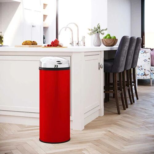 Symple Stuff Ladson Stainless Steel Motion Sensor Rubbish Bin Symple Stuff Capacity: 50L, Colour: Red  - Size: Extra Large
