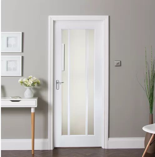 Jeld Wen Worcester Glazed Internal Door Primed Jeld Wen Door Size: 1981mm H x 686mm W x 40mm D  - Size: W220 x L220cm