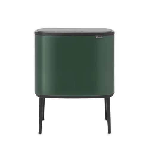 Brabantia Bo Stainless Steel 33 Litre Touch Top Recycling Bin Multi-Compartments Rubbish & Recycling Bin Brabantia Colour: Pine Green  - Size: Large