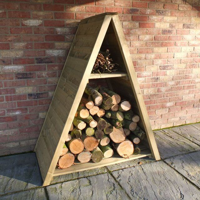 4 x 2 Shire Large Triangular Tongue and Groove Log Store - Pressure Treated