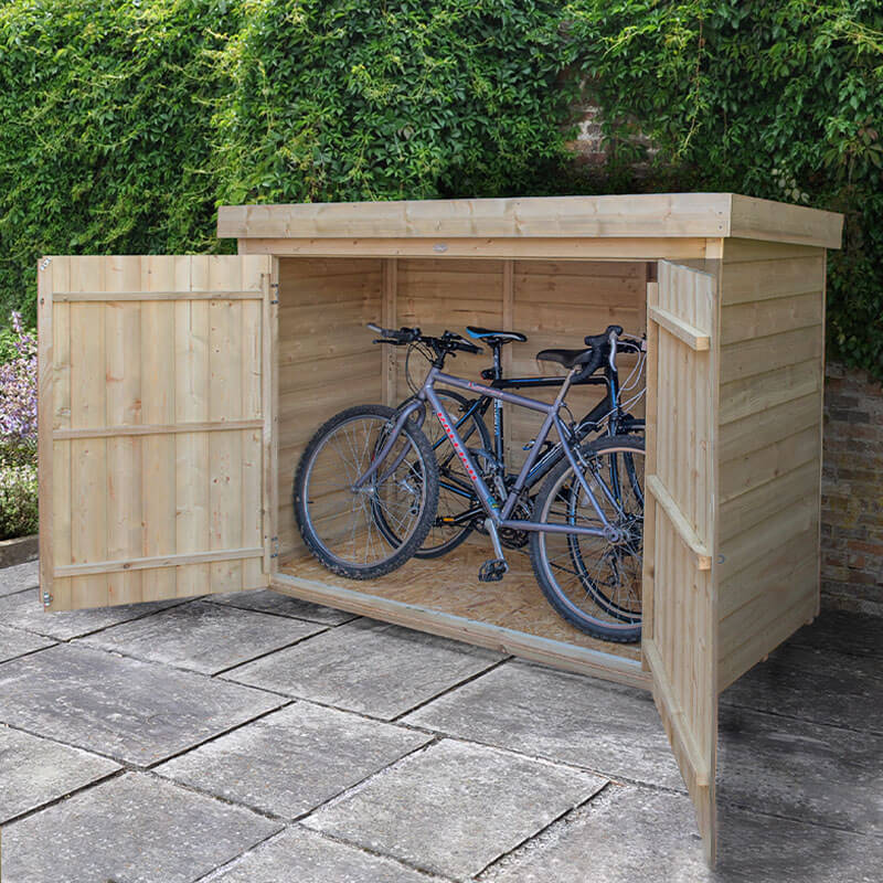 Forest Garden 6'5 x 2'10 Forest Large Double Door Pent Wooden Garden Storage - Bike / Mower Outdoor Store (1.9m x 0.86m)