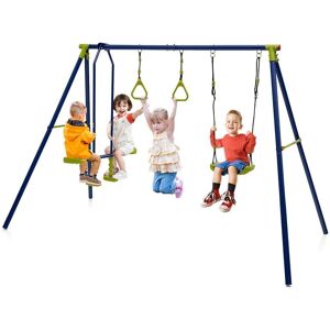 Gymax 440 lbs. Swing Set 3-in-1 Kids Swing Stand with Swing Gym Rings Glider for Backyard