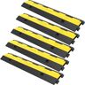 VEVOR Cable Protector Ramp, 5 Packs 2 Channels Speed Bump Hump, Rubber Modular Speed Bump Rated 11000 LBS Load Capacity, Protective Wire Cord Ramp Driveway Rubber Traffic Speed Bumps Cable Protector