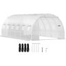 VEVOR Walk-in Tunnel Greenhouse, 20 x 10 x 7 ft Portable Plant Hot House w/ Galvanized Steel Hoops, 3 Top Beams, Diagonal Poles, 2 Zippered Doors & 12 Roll-up Windows, White