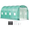 VEVOR Walk-in Tunnel Greenhouse, 15 x 7 x 7 ft Portable Plant Hot House w/ Galvanized Steel Hoops, 1 Top Beam, Diagonal Poles, Zippered Door & 8 Roll-up Windows, Green