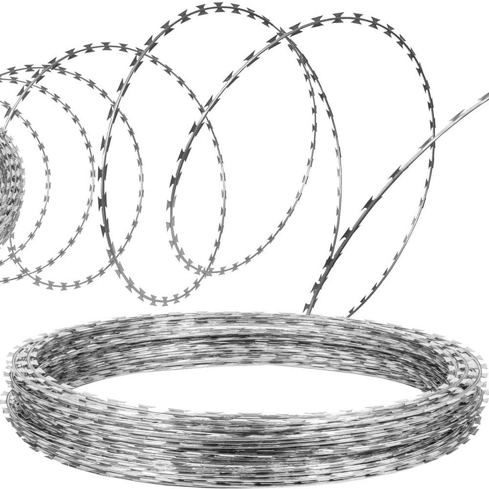 VEVOR Razor Wire 246 ft. Galvanized Barbed Wire Razor Ribbon Barbed Wire 5 Coils 49 ft. Per Roll Garden Fence