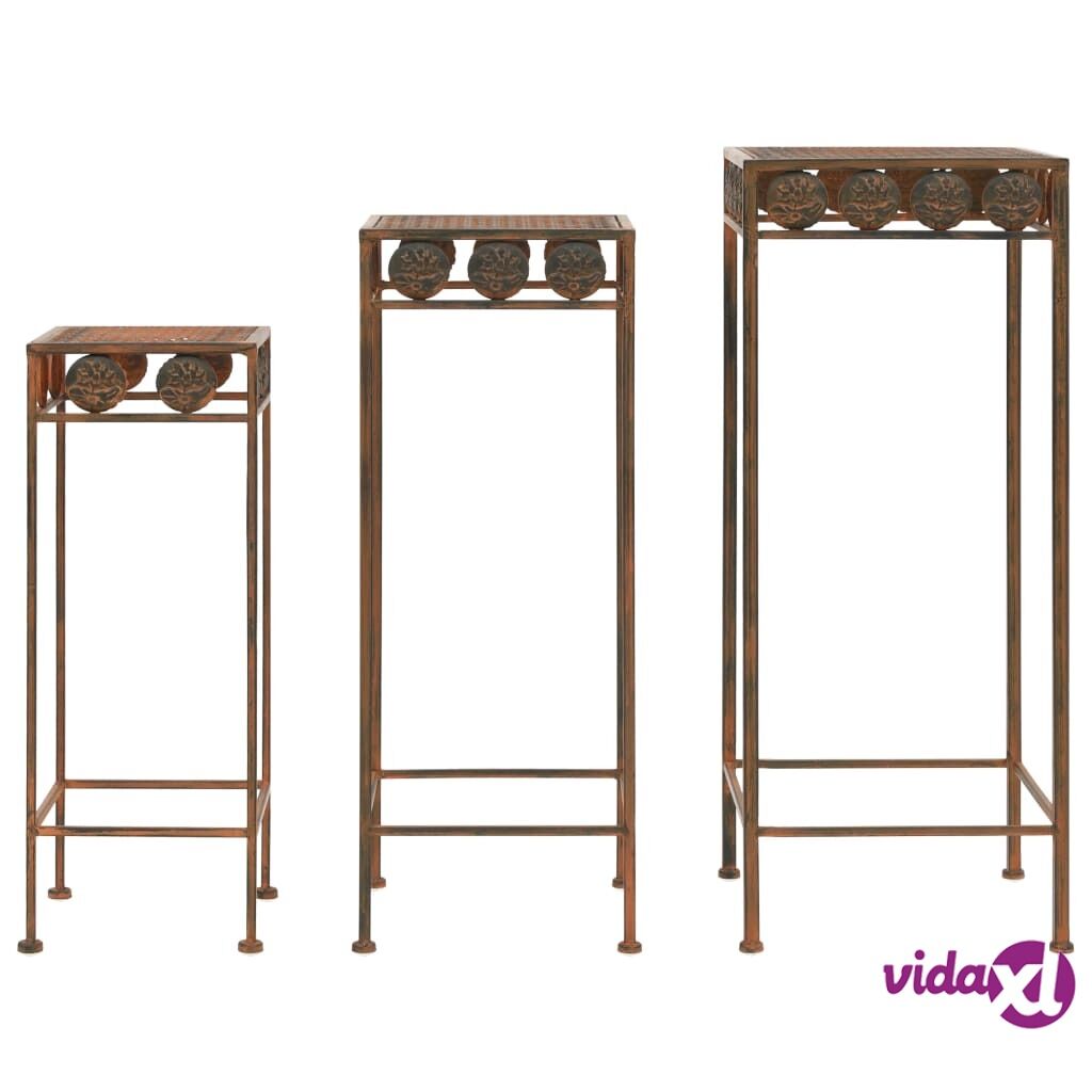 vidaXL Plant Stand Set 3 Pieces Vintage Style Metal Rusty