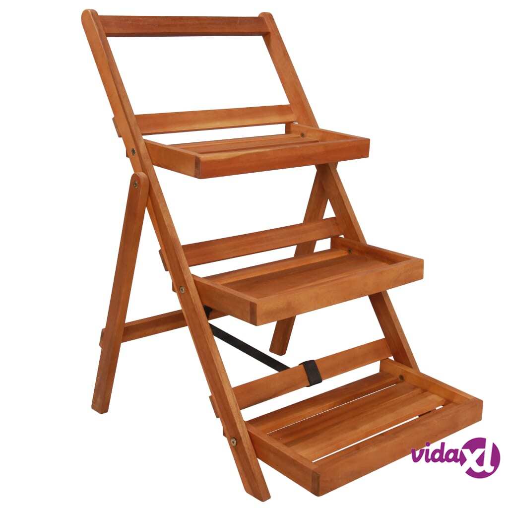 vidaXL 3-Tier Plant Stand 50x63x80 cm Solid Acacia Wood