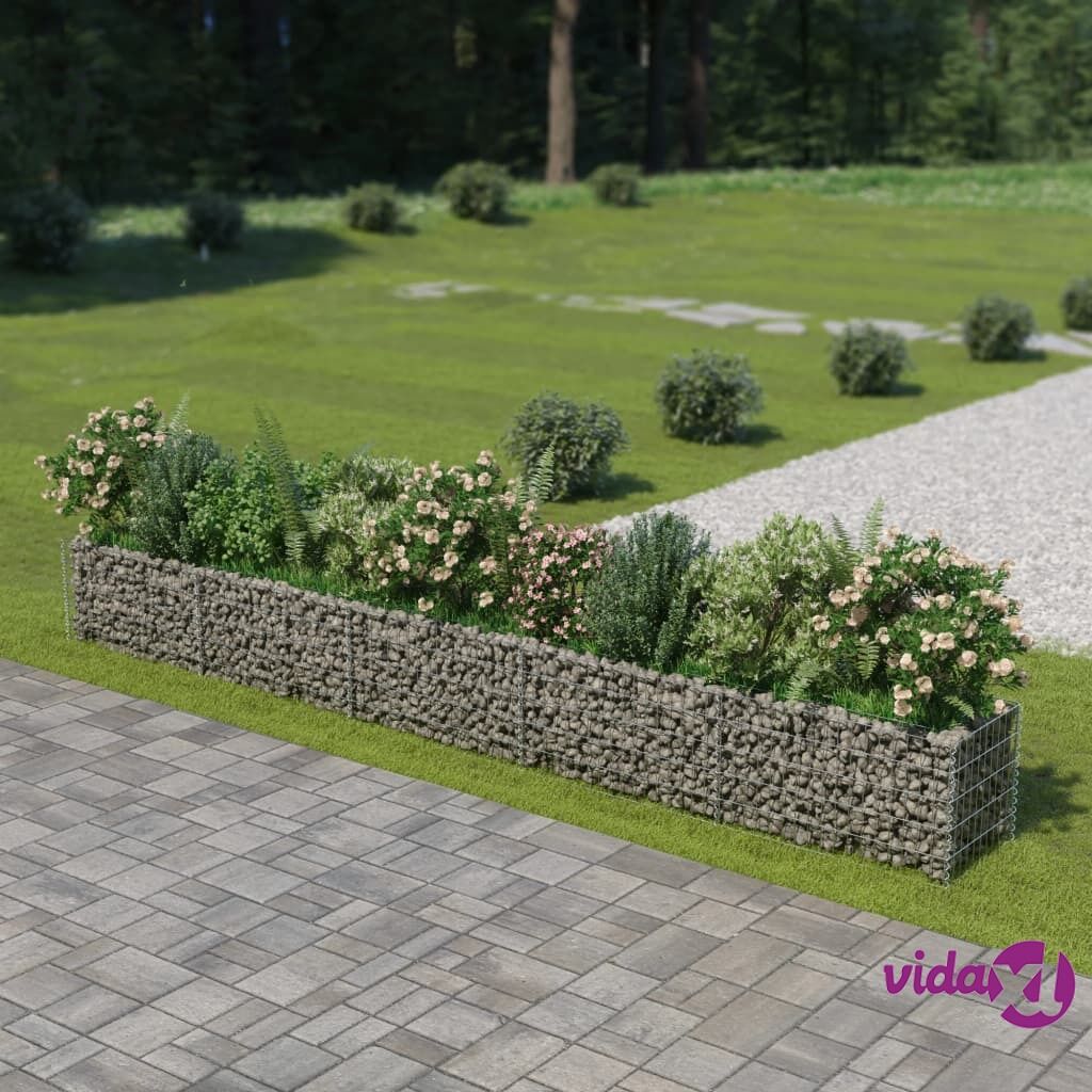 vidaXL Gabion Raised Bed Galvanised Steel 450x50x50 cm