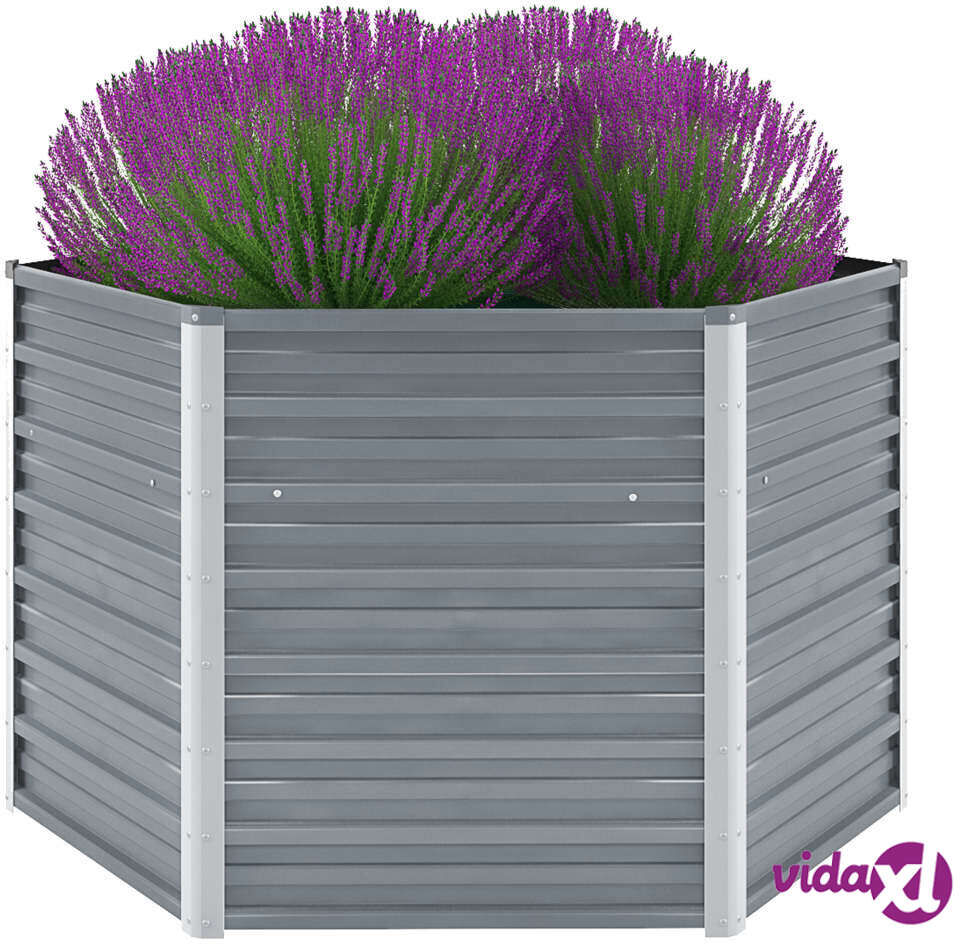 vidaXL Garden Raised Bed Galvanised Steel 129x129x77 cm Grey