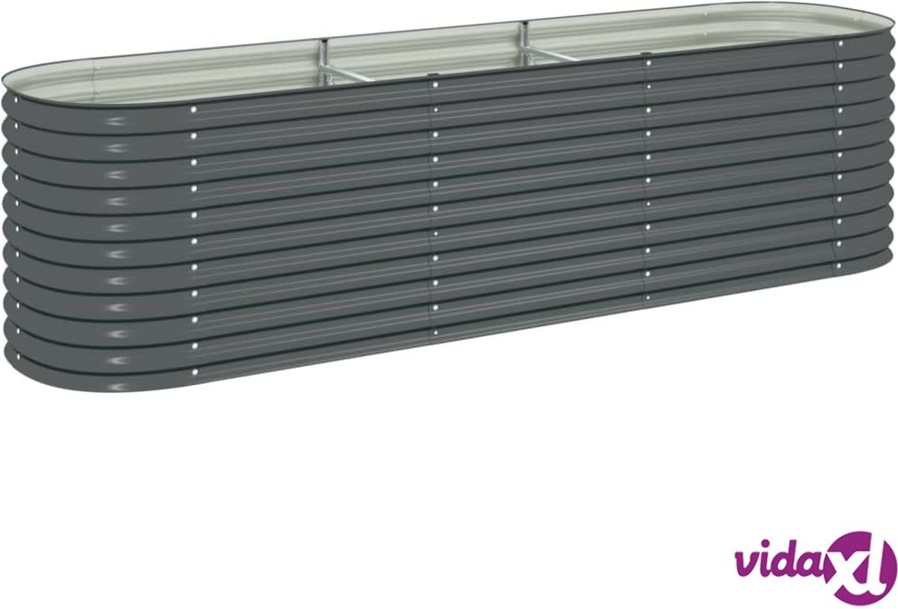 vidaXL Garden Raised Bed 320x80x81 cm Galvanised Steel Grey